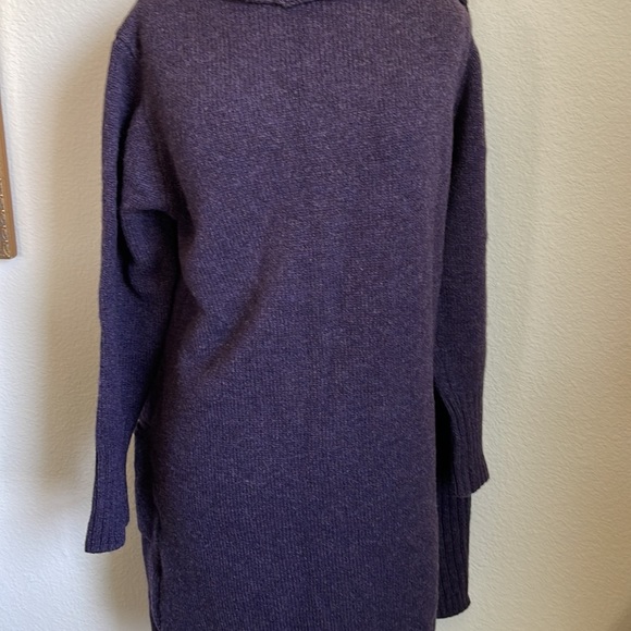 100% Pure New Wool Kerry Traditions Made in Ireland purple open cardigan sweater - Picture 4 of 7